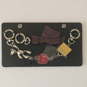 Steve Madden Handbag / Key Chain 2 Charms Accent w Teddy Bear and NY & Bag Charm